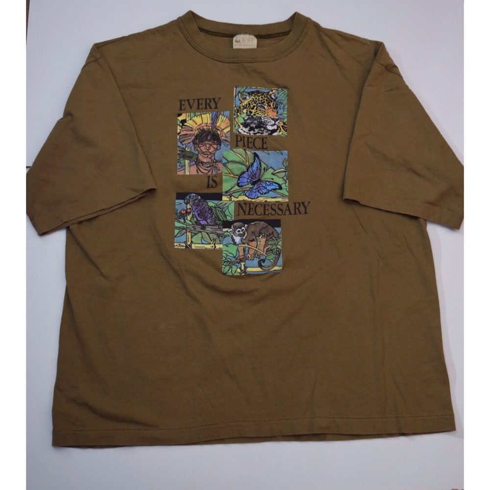Vintage 90s Leopard African World Wildlife Fund WWF Single Stitch Tshirt Sz XL
